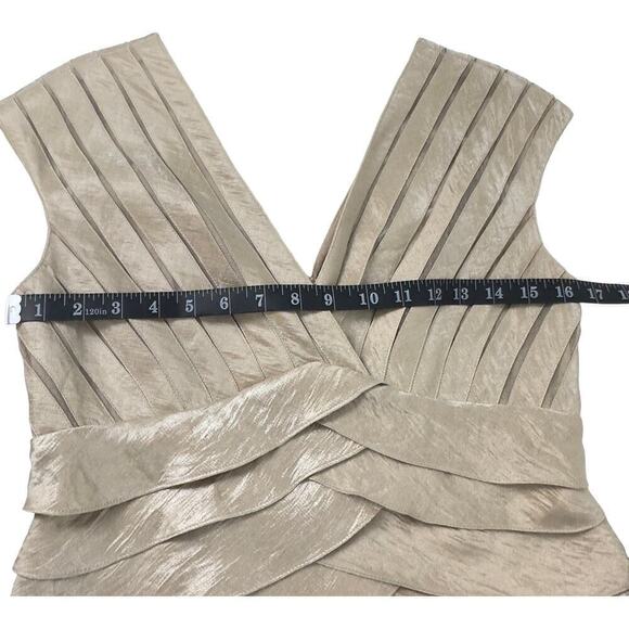 Adrianna Papell Tiered Ruffle Pleated Bodice Satin Dress (8) - Picture 12 of 16